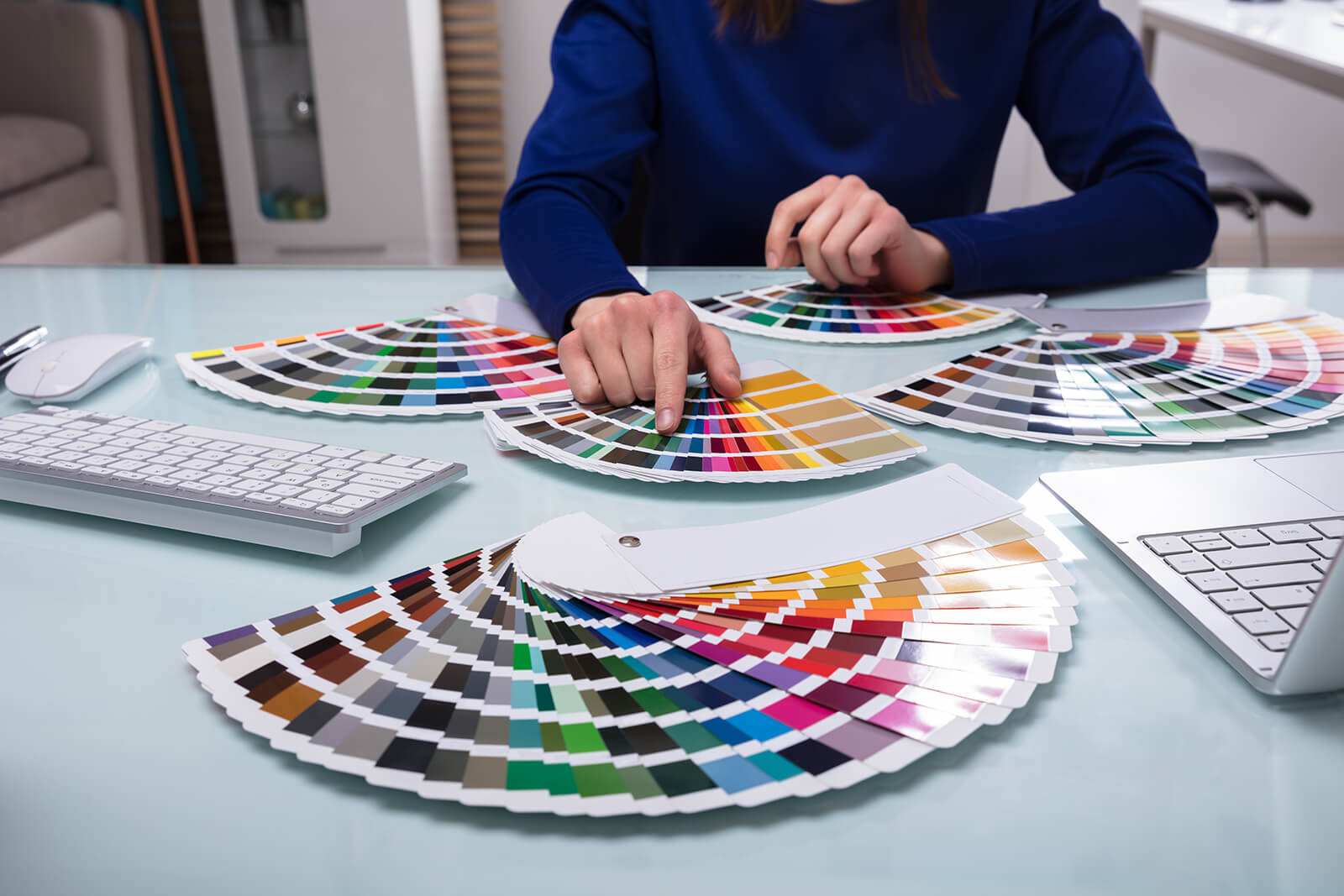 Graphic design - color swatches on table